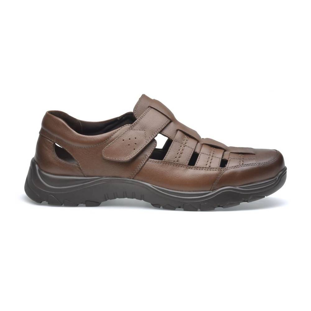 NEW PAZSTOR closed toe leather sandals john 3216 in bison brown